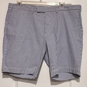Polo by Ralph Lauren Navy and White Seersucker Flat-Front Men’s Shorts
